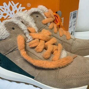 Timberland Retro Swift High Top Lace Sneakers Medium Beige Suede sz8 womens